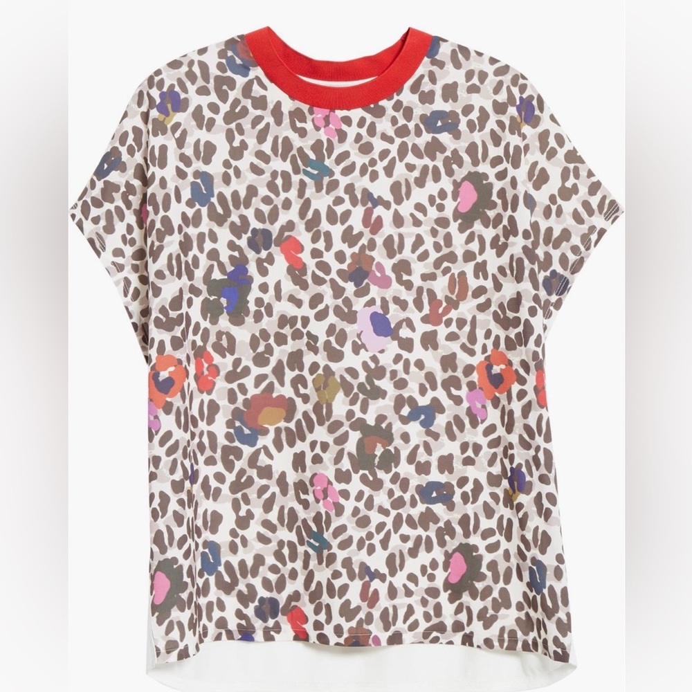 Ted Baker Multicolor Leopard Print Short Sleeve Top - Picture 2 of 6